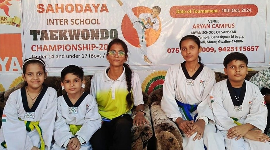 Sahodaya Interschool Taikwando Competition@Aryan Public School-21 October 2024-Shaurya Chauhan(Class 2) & Prisha Anand(Class 3) won silver medals.